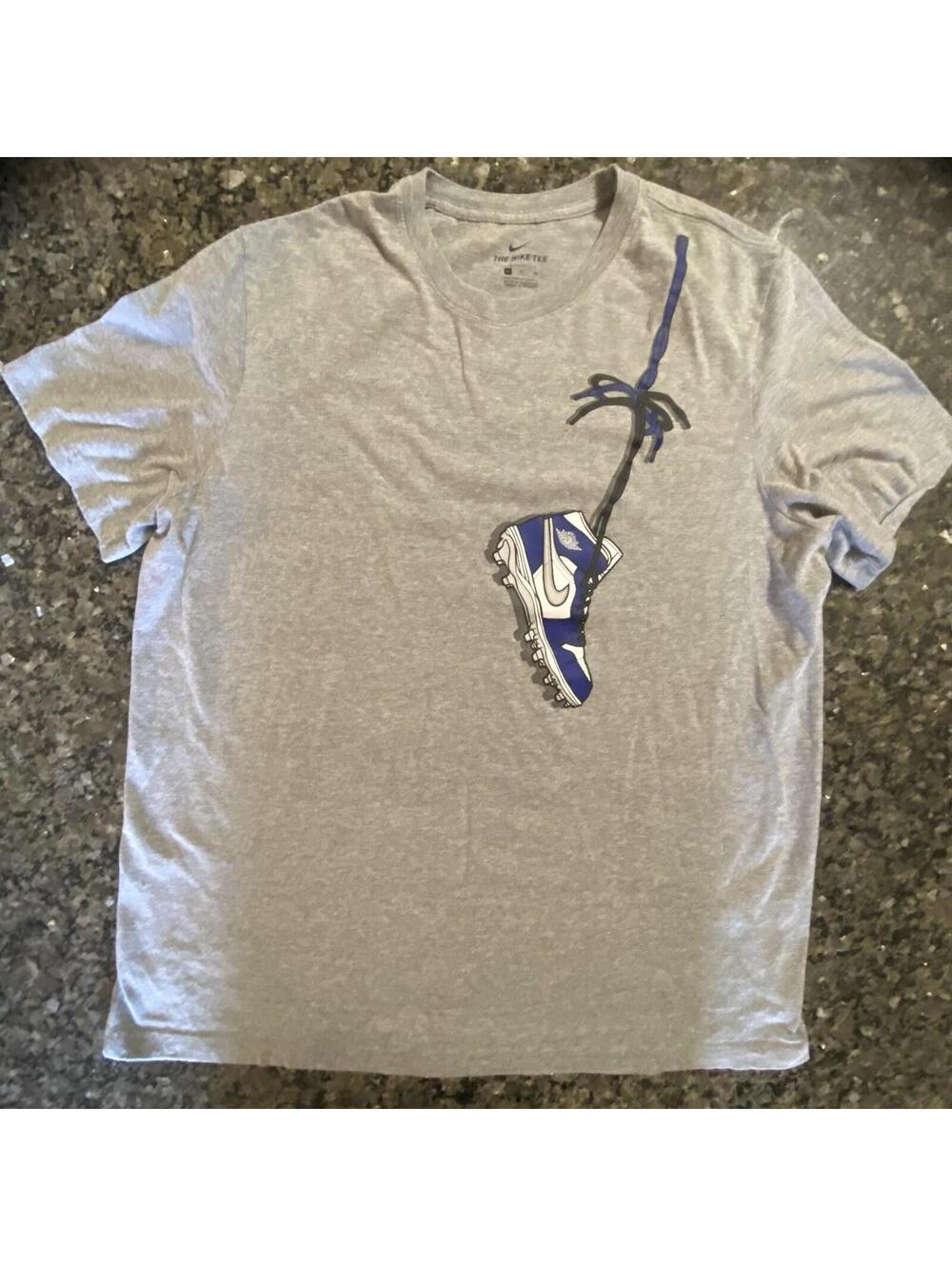 Nike Jordan The Nike Tee Men's Gray Graphic Logo T-Shirt XL Cotton Crew Neck